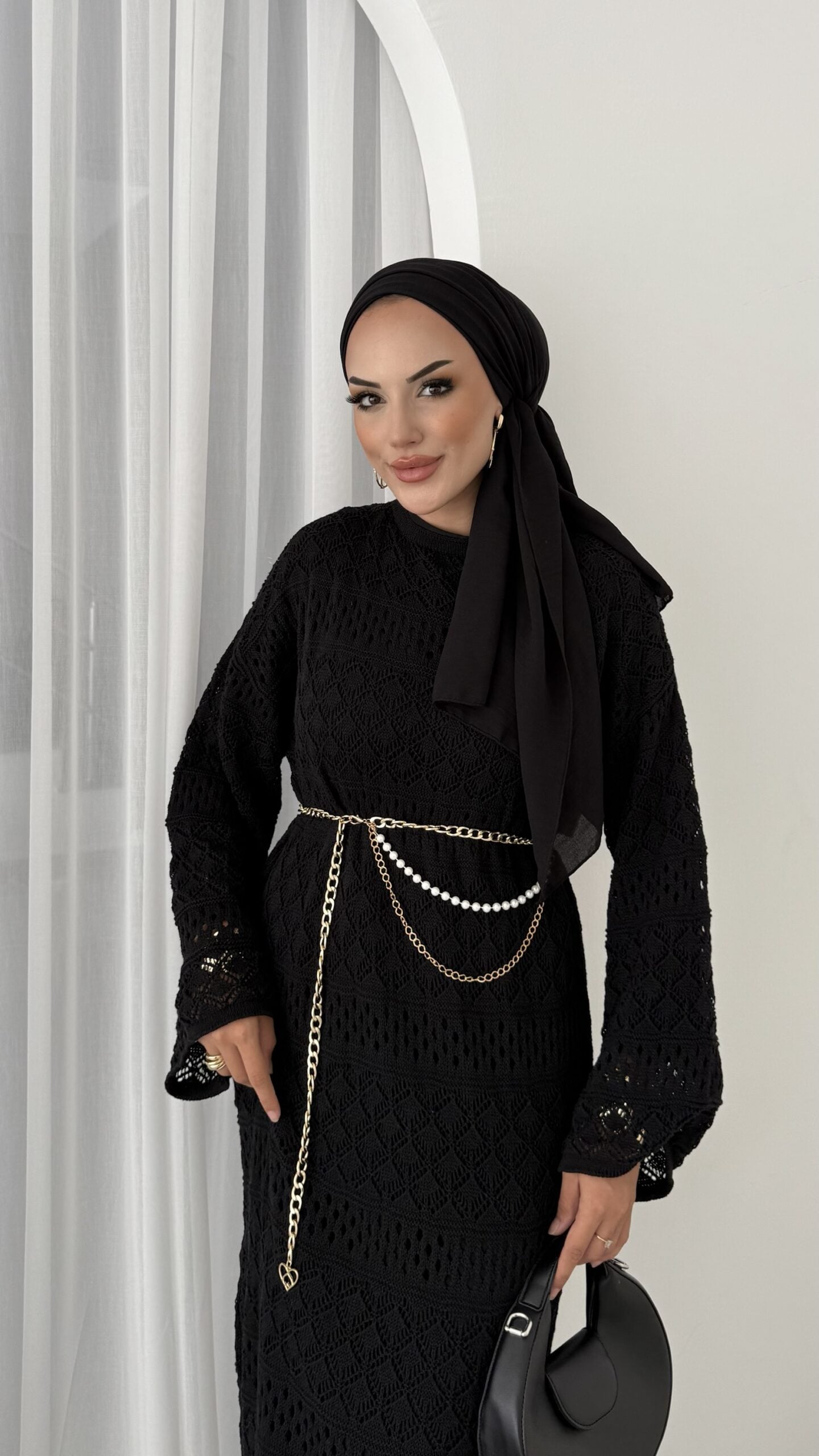 Marka Muadil Kemerli Ajurlu Elbise |  