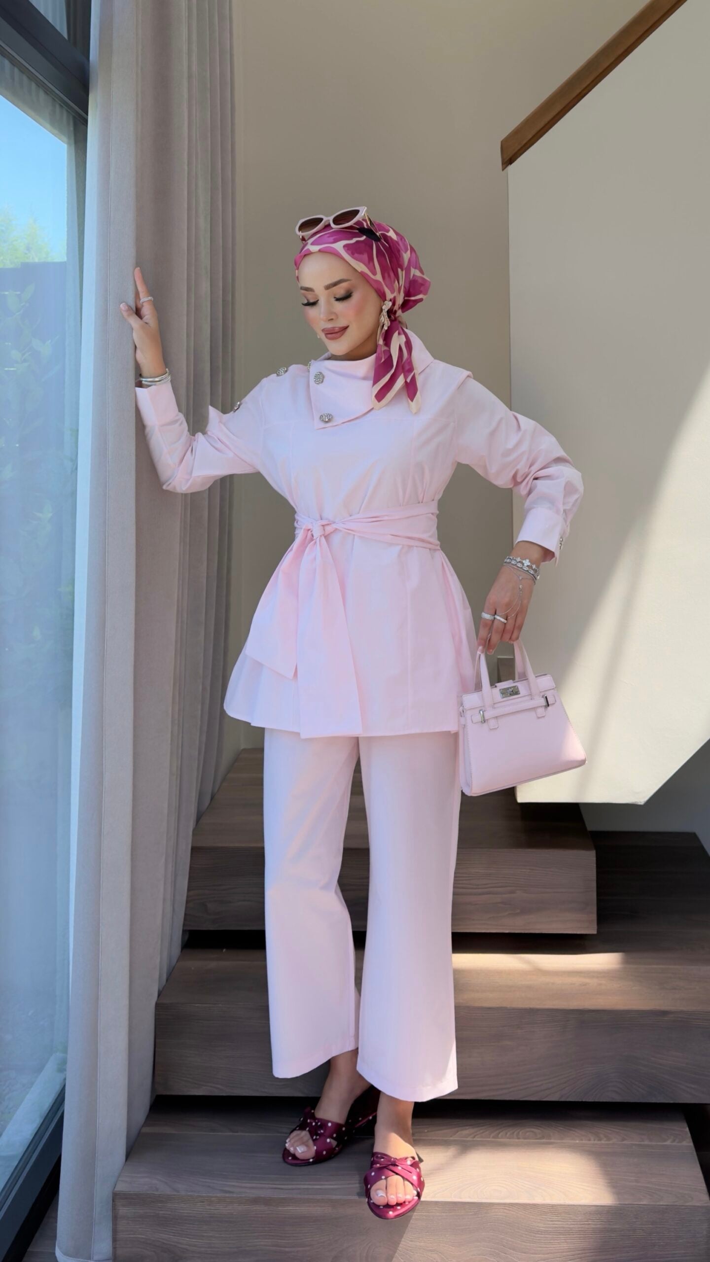 Liora Düğmeli Poplin İkili Takım |  
