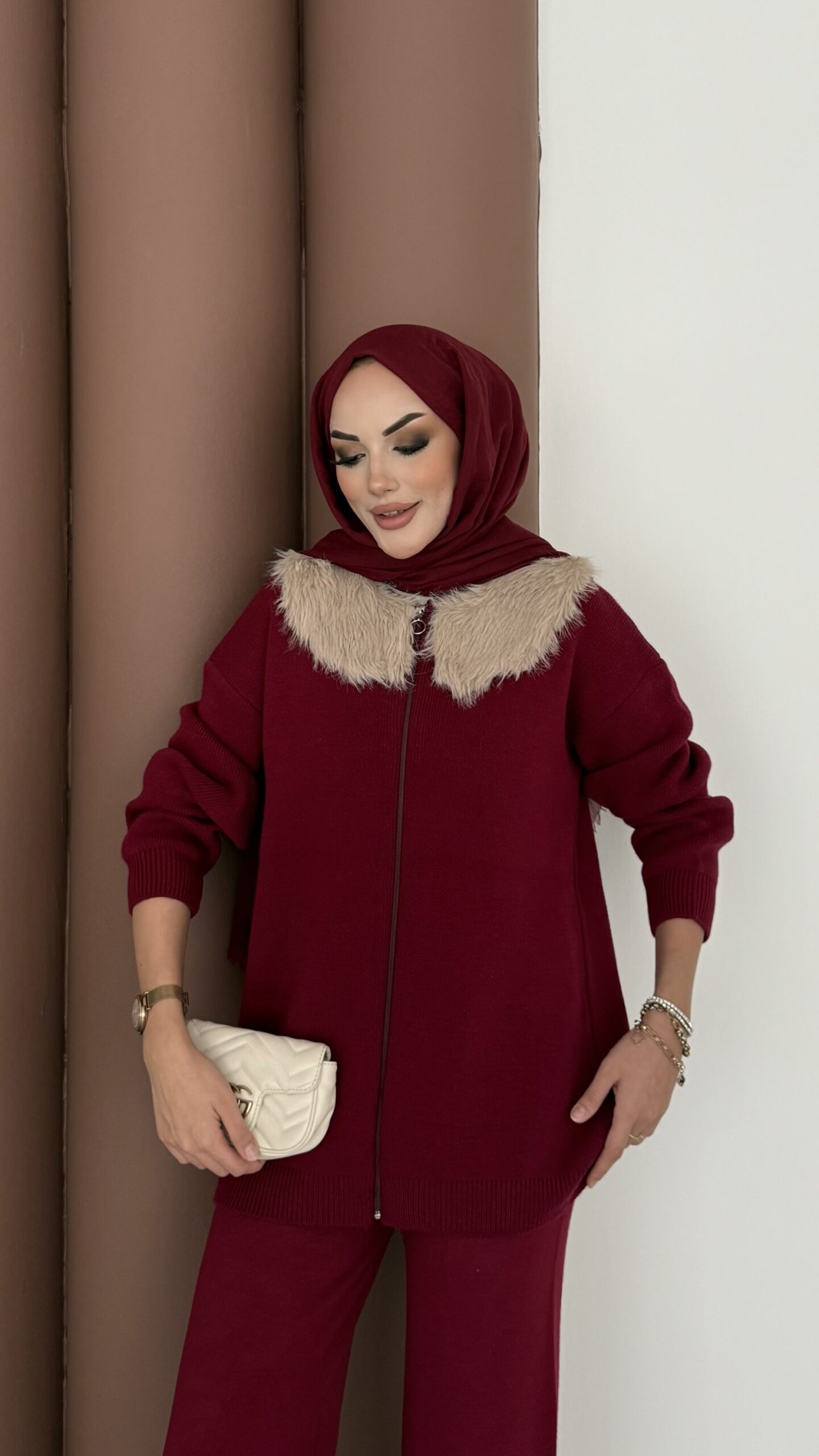 Lolita Çıkarılabilir Kürklü Triko İkili Takım |  
