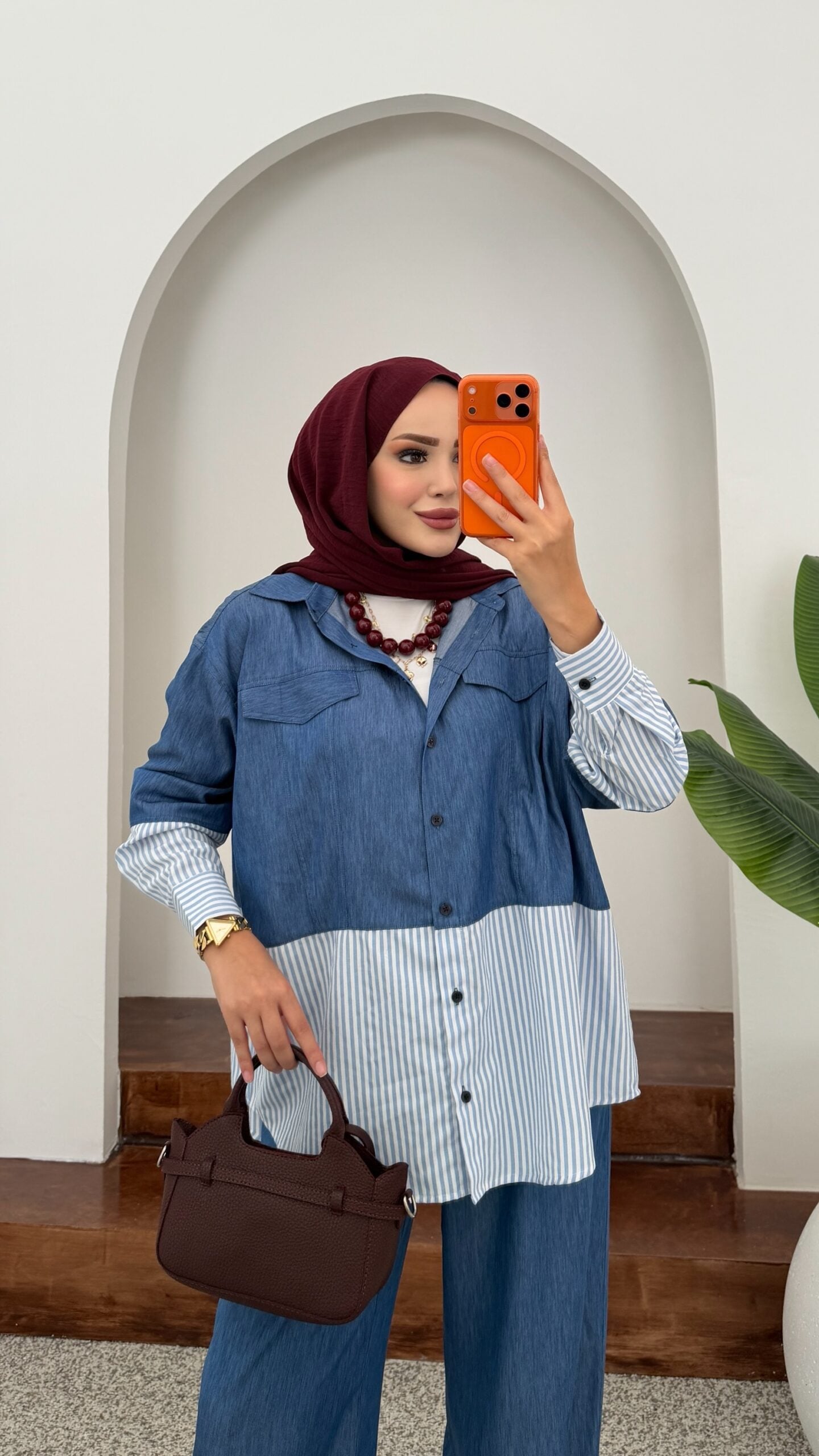 Core Çizgili Denim İkili Takım |  