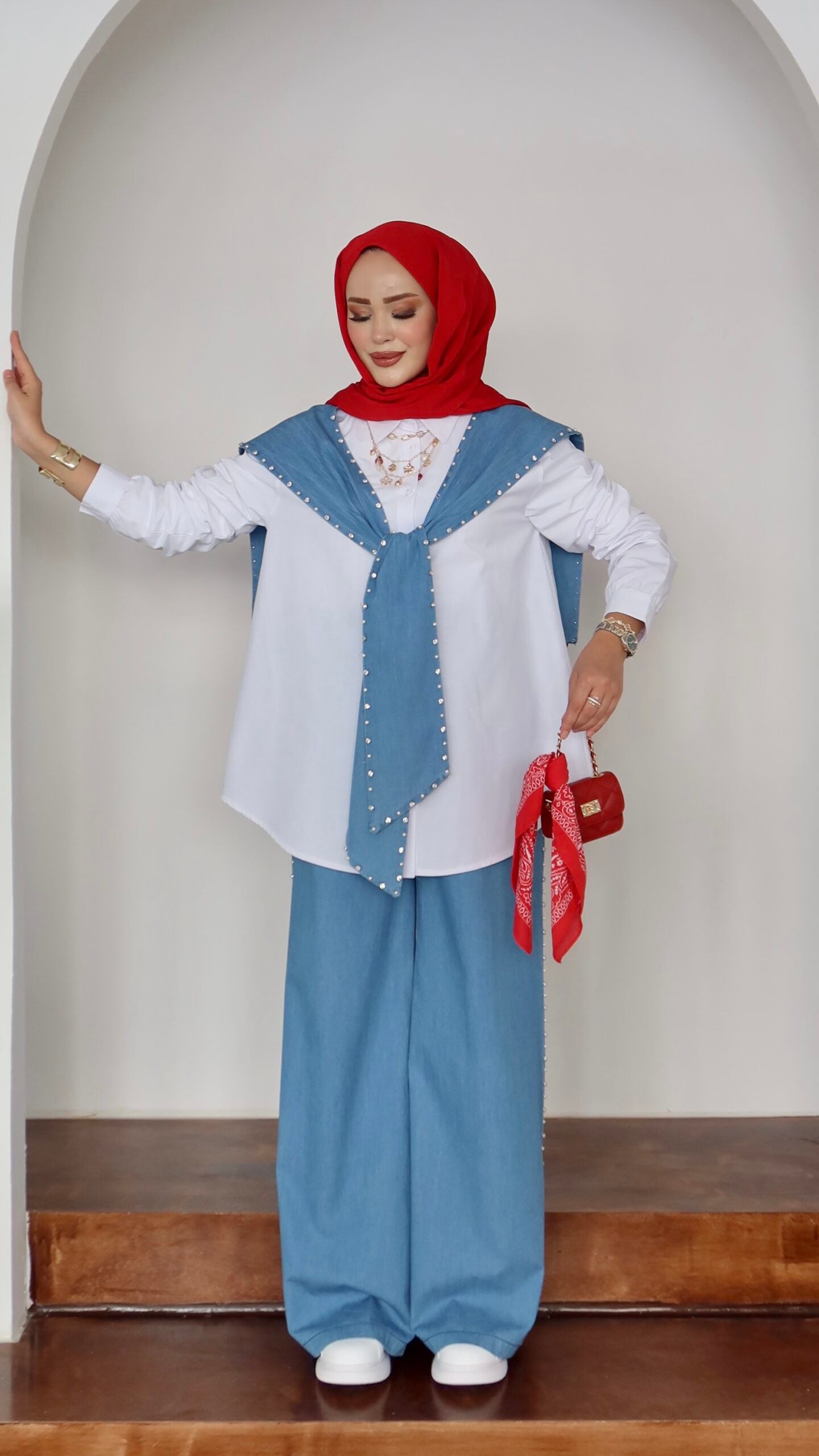 Marjin Çakım Taşlı Denim İkili Takım |  