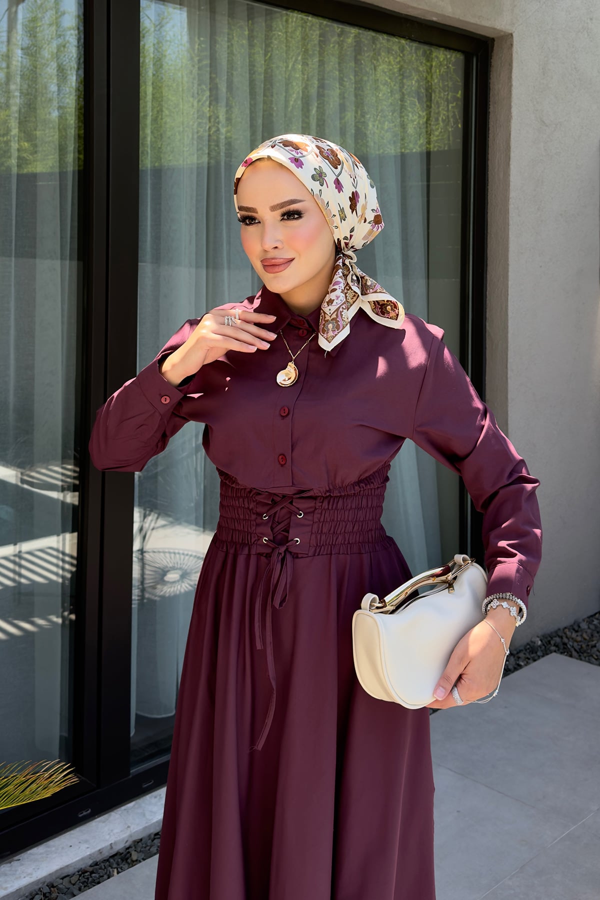 Valeria Poplin Kuşaklı Elbise |  